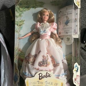 Barbie in Pink and White Peter Rabbit Dress